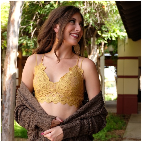 ✨LAST ONE✨ Lace Bralette with padding-Mustard - Picture 4 of 5